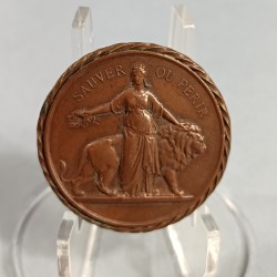 MEDAILLE DE LA SOCIETE FRANCAISE DE SAUVETAGE 1879 EN BRONZE SAUVER OU PERIR VICTOIRE AU LION ATTRIBUEE A ROGER JEAN EN 1886